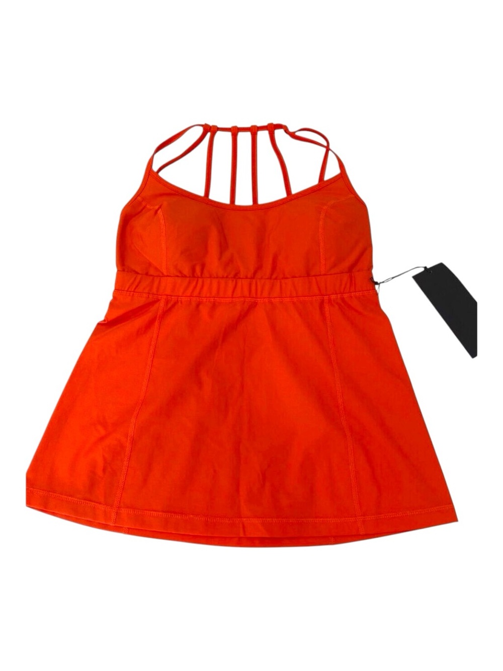 Karma Athletics Womens Strappy Back Orange Athletic Tank Top Built-In Bra Lightw